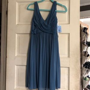 Steel Blue Cowl Back Dress